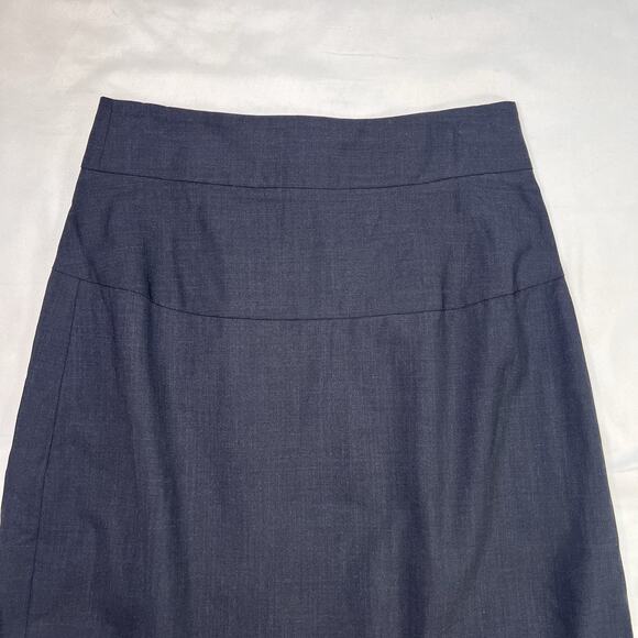 Theory Pencil Skirt Size 4 Navy Blue Knee Length Wool-Blend Career Business Work - Picture 2 of 13